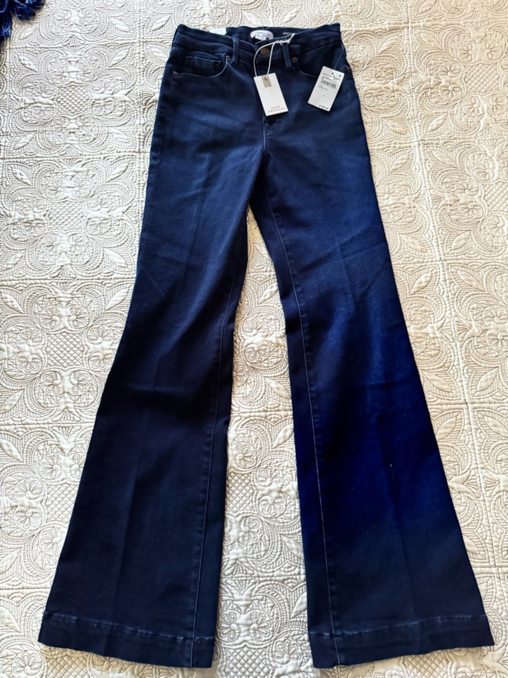 Good American Dark Indigo High-Rise Flare Jeans - Picture 2 of 4
